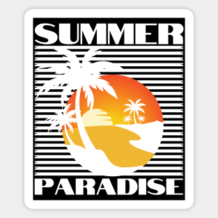 Summer Paradise. Summertime, Fun Time. Fun Summer, Beach, Sand, Surf Retro Vintage Design. Magnet